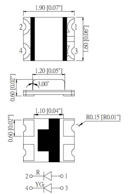 SMD1916雙色發光二極管_1916發光二極管_1916二合壹