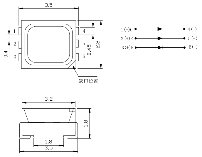 SMD3528RGB發光二極管 _3528三色合壹_3528發光二極管