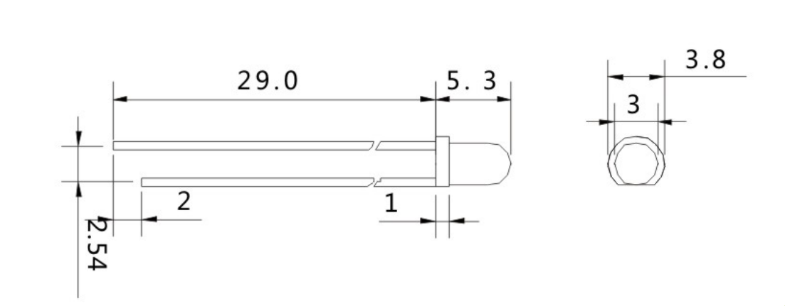 F3圓頭白發藍發光二極管_插件3MM發光二極管_直插3MM發光二極管