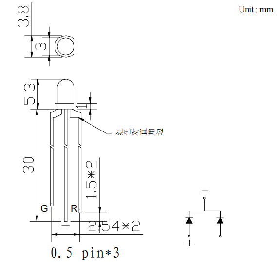 F3圓頭紅普綠雙色發二極管_插件3MM雙色發光二極管_雙色發光二極管直插_3MM雙色發光二極管