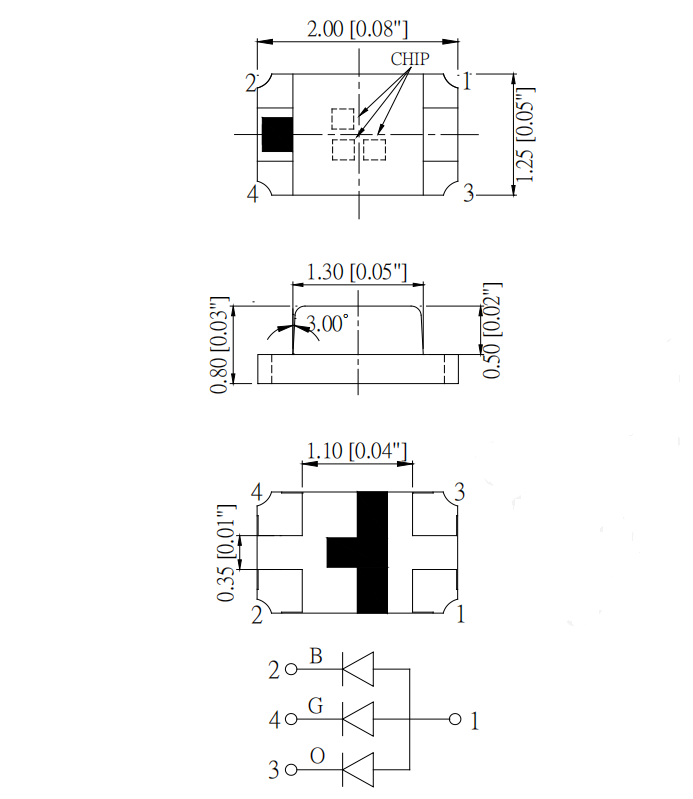 SMD0805/2012全彩發光二極管_0805RGB_0805三合壹發光二極管