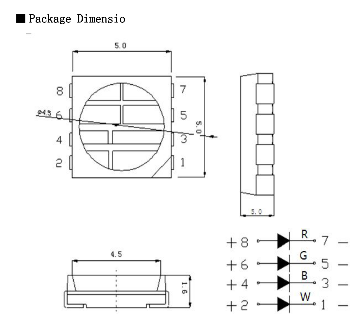 SMD5050RGBY發光二極管_5050四合壹發光二極管